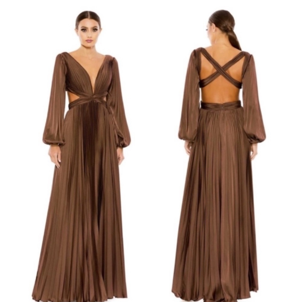 Chic Backless Brown Maxi Dress